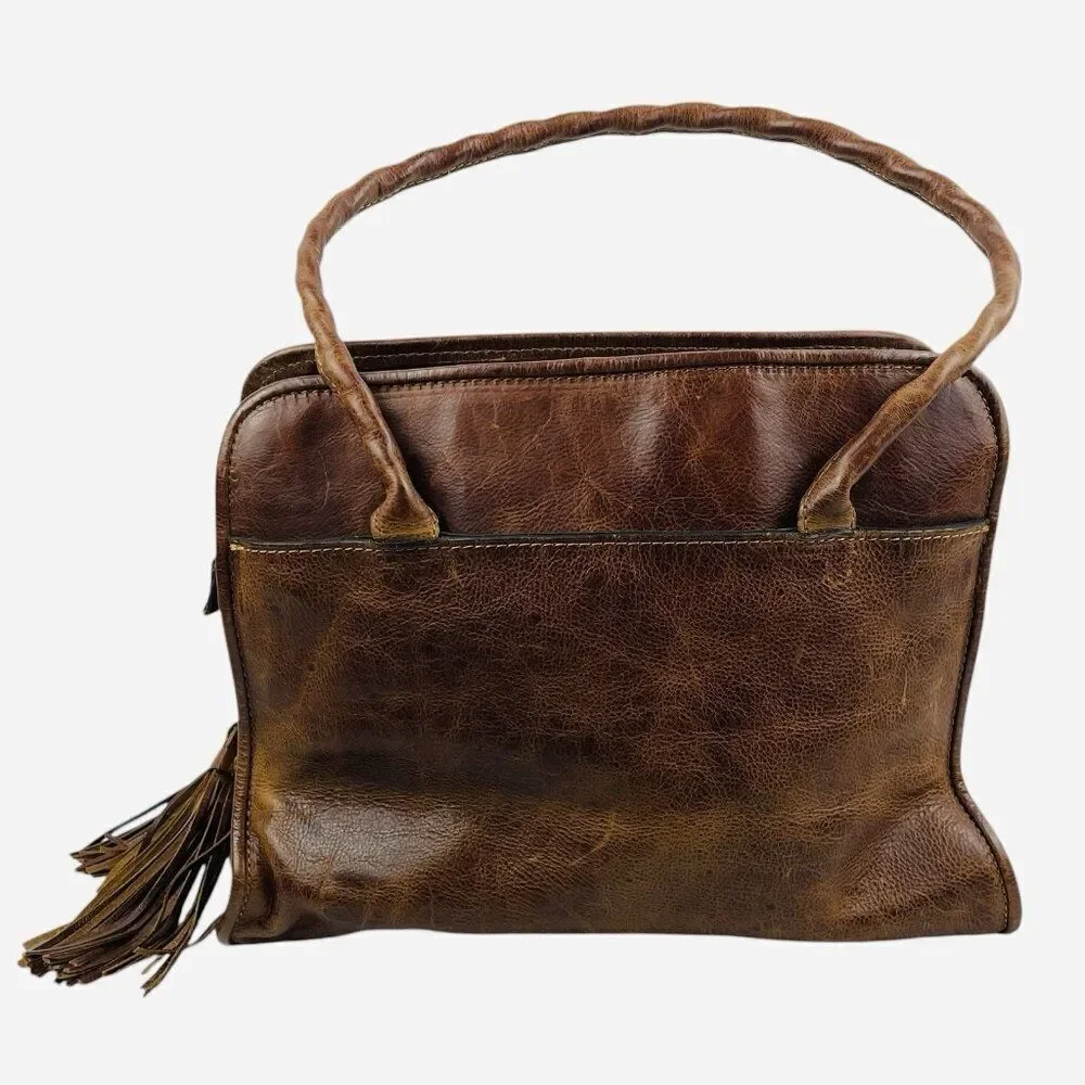 Patricia Nash Taurina Tooled Italian Leather Paris Satchel Purse Handbag Studded